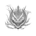 red tiger fighting black dragon tattoo design idea