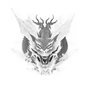 red tiger fighting black dragon tattoo design idea