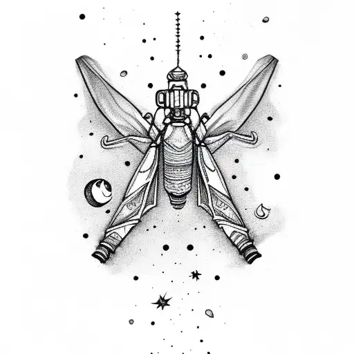 Aquarius Moon Cricket  tattoo design idea