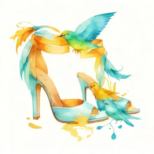 hermes shoes turns into birds tattoo design idea
