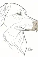 Laberador face outline with blackbird outline on nose  tattoo design idea