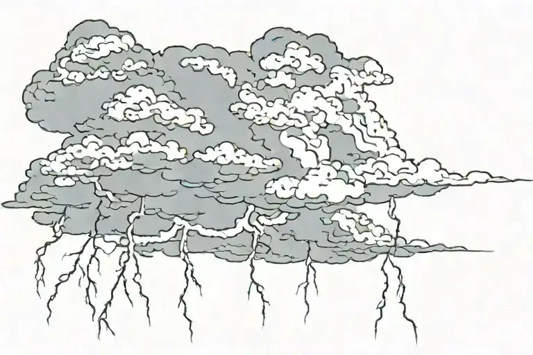 Dark Clouds with Lightning storm    tattoo design idea