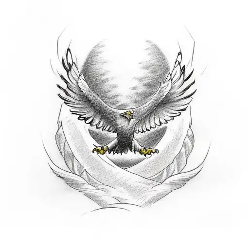 A sketch-style tattoo of a powerful eagle with the words 'Isaiah 41:10' incorporated into the design tattoo design idea