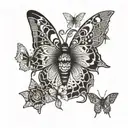 butterfly, turtle, owl  tattoo design idea