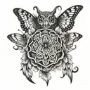 butterfly, turtle, owl  tattoo design idea