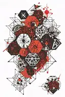 grand duc nest of guepe alveoli hexagon sacred tetragrammaton tattoo design idea