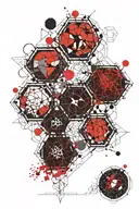 grand duc nest of guepe alveoli hexagon sacred tetragrammaton tattoo design idea