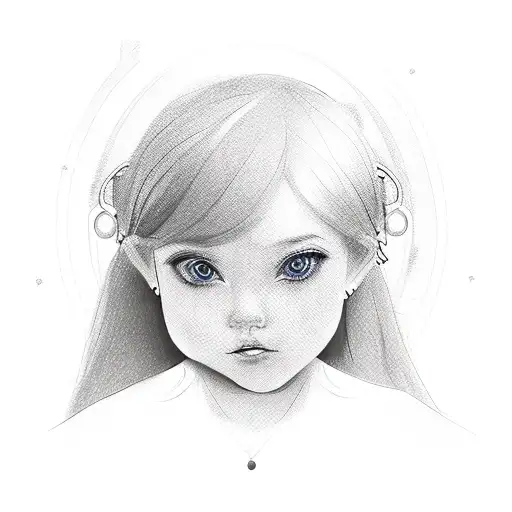 A sketch-style portrait of your daughter surrounded by colorful amusement park rides tattoo design idea