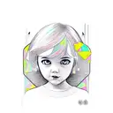 A sketch-style portrait of your daughter surrounded by colorful amusement park rides tattoo design idea