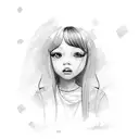 A sketch-style portrait of your daughter surrounded by colorful amusement park rides tattoo design idea