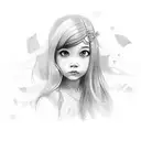 A sketch-style portrait of your daughter surrounded by colorful amusement park rides tattoo design idea