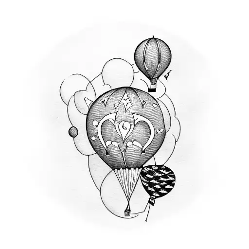 Pursuit of happiness in balloon writing tattoo design idea