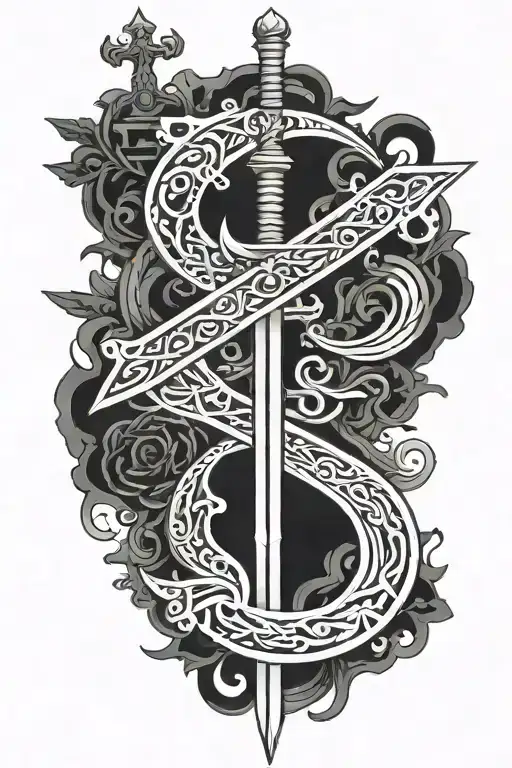 The sword that will be written on, everything comes with experience. And so that the sword is surrounded by different el tattoo design idea