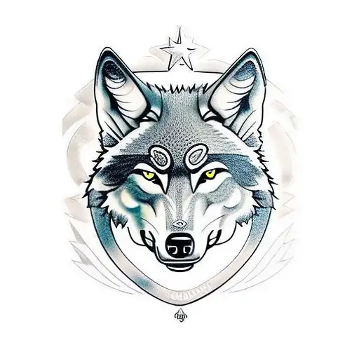 wolf with Real Madrid shape inside the deathly hollows tattoo design idea