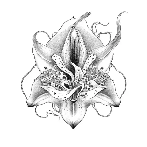 white hurricane lily and pantone frame tattoo design idea
