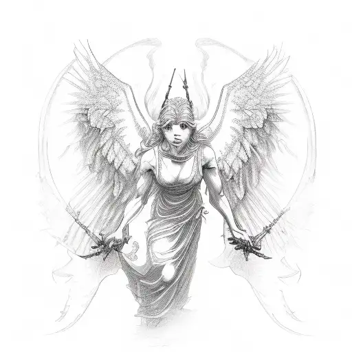 angel and demon tattoo design idea
