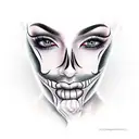lady having makeup like muerte  tattoo design idea