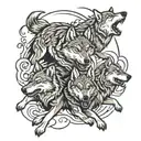 three running wolves  tattoo design idea
