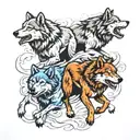 three running wolves  tattoo design idea
