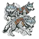 three running wolves  tattoo design idea