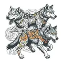 three running wolves  tattoo design idea
