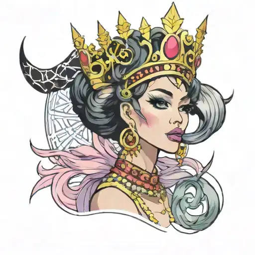 .. Asian drag queen with a crown tattoo design idea