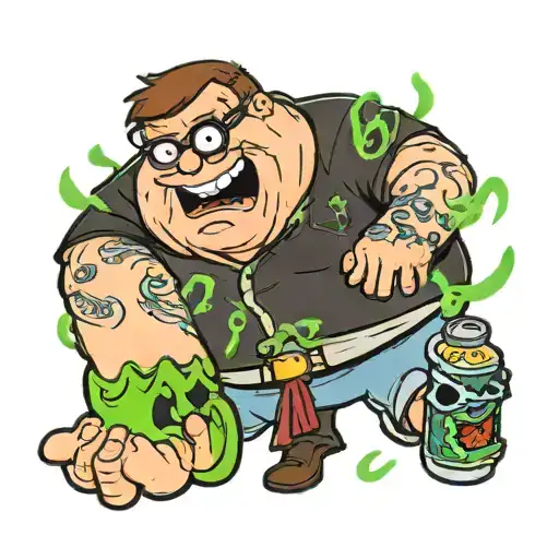 peter griffin holding monster energy tattoo design idea