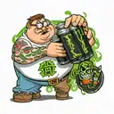 peter griffin holding monster energy tattoo design idea