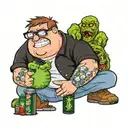 peter griffin holding monster energy tattoo design idea