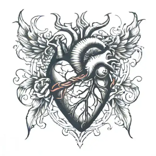 heart ecg memento mori tattoo design idea