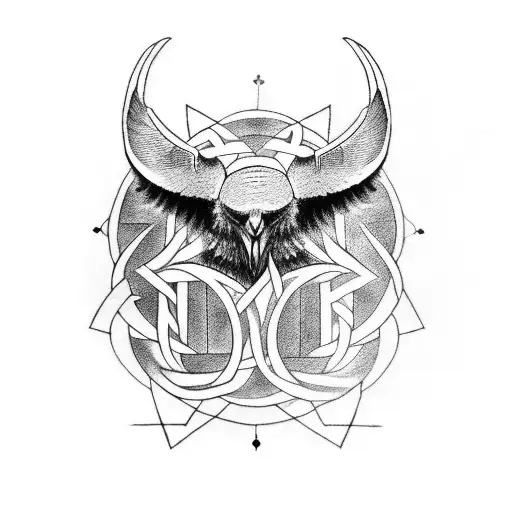 Half sleeve using Odin, Valknut and Ravens  tattoo design idea