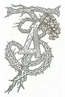 norse rune for hope with lightning coming out with an eyeball and tree roots  tattoo design idea