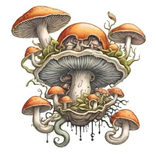 mushroom consciousness  tattoo design idea