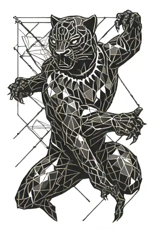 black panther jumping tattoo design idea