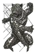 black panther jumping tattoo design idea