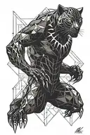 black panther jumping tattoo design idea
