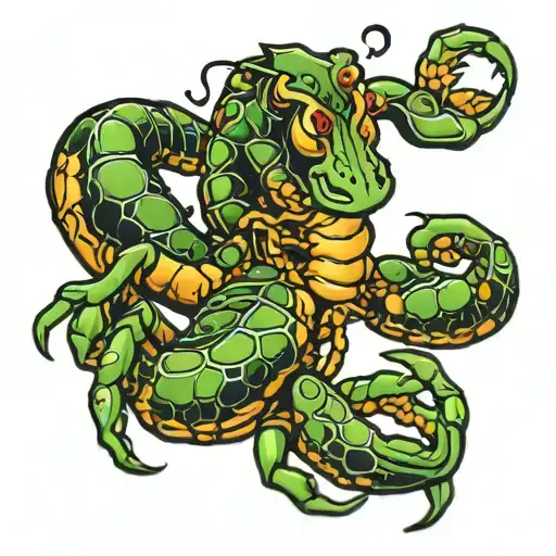 scorpion with  a frog tattoo design idea