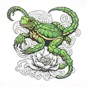 scorpion riding on the back of a swimming frog tattoo design idea
