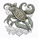 scorpion riding on the back of a swimming frog tattoo design idea