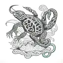 scorpion riding on the back of a swimming frog tattoo design idea