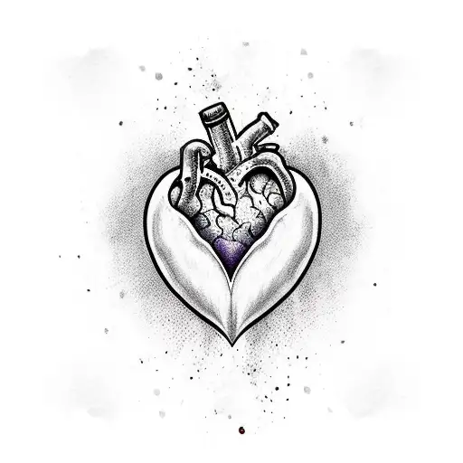ombre heart but hollow inside tattoo design idea