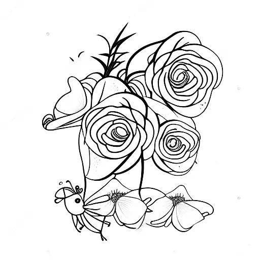 butterflies with snowdrop flowers and carnation tattoo design idea