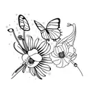 butterflies with snowdrop flowers and carnation tattoo design idea