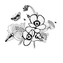butterflies with snowdrop flowers and carnation tattoo design idea