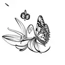 butterflies with snowdrop flowers and carnation tattoo design idea
