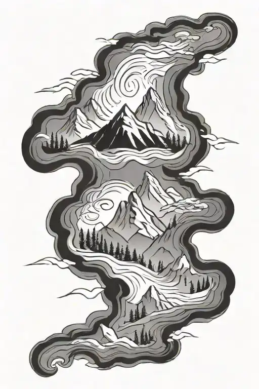 mountain and hope you dance tattoo design idea