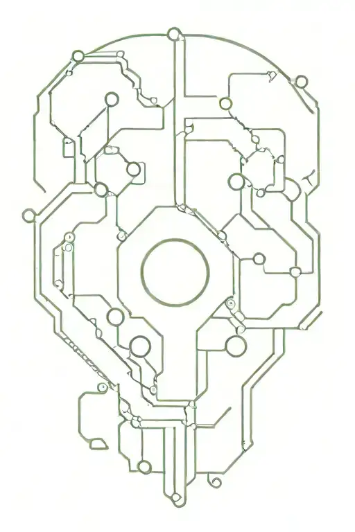 Cyberpunk Artificial Intelligence Circuit Board Pattern tattoo design idea