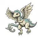 baby dino angel wings tattoo design idea