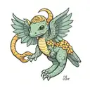 baby dino angel wings tattoo design idea