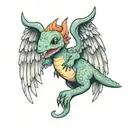 baby dino angel wings tattoo design idea